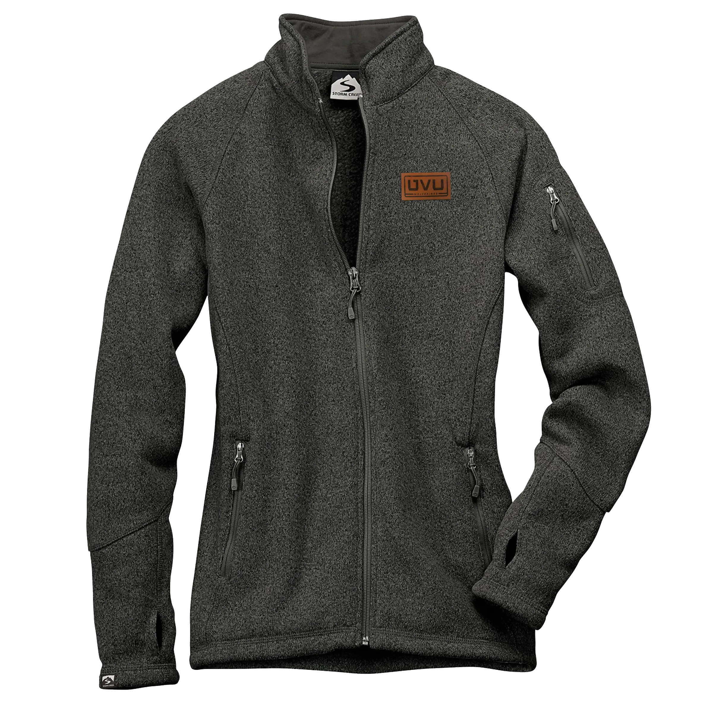 WOMEN’S STORM CREEK SWEATERFLEECE JACKET- Pleather Mono Patch