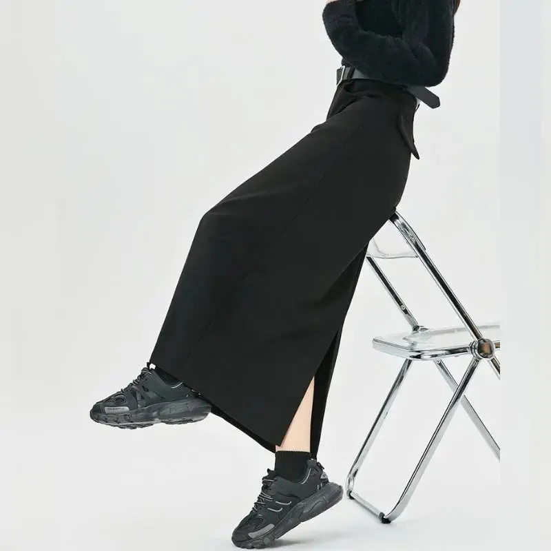 Woolen Autumn Winter High-waist Slim Fit Straight Hip-hugging Skirt