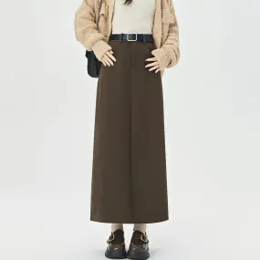 Woolen Autumn Winter High-waist Slim Fit Straight Hip-hugging Skirt