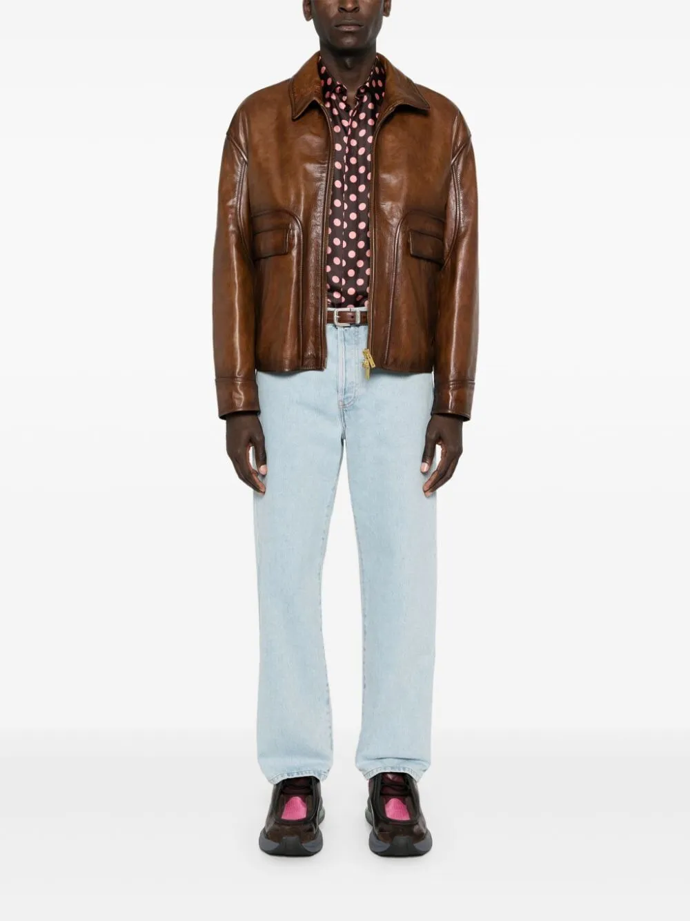 ZIP UP LEATHER JACKET